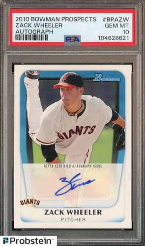 2010 Bowman Prospects Zack Wheeler Giants RC Rookie AUTO PSA 10 GEM MINT
