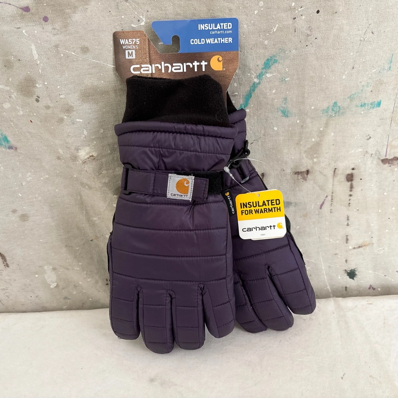 Carhartt Gloves Womens Purple Insulated Quilted Waterproof Snow Winter WA575 NWT