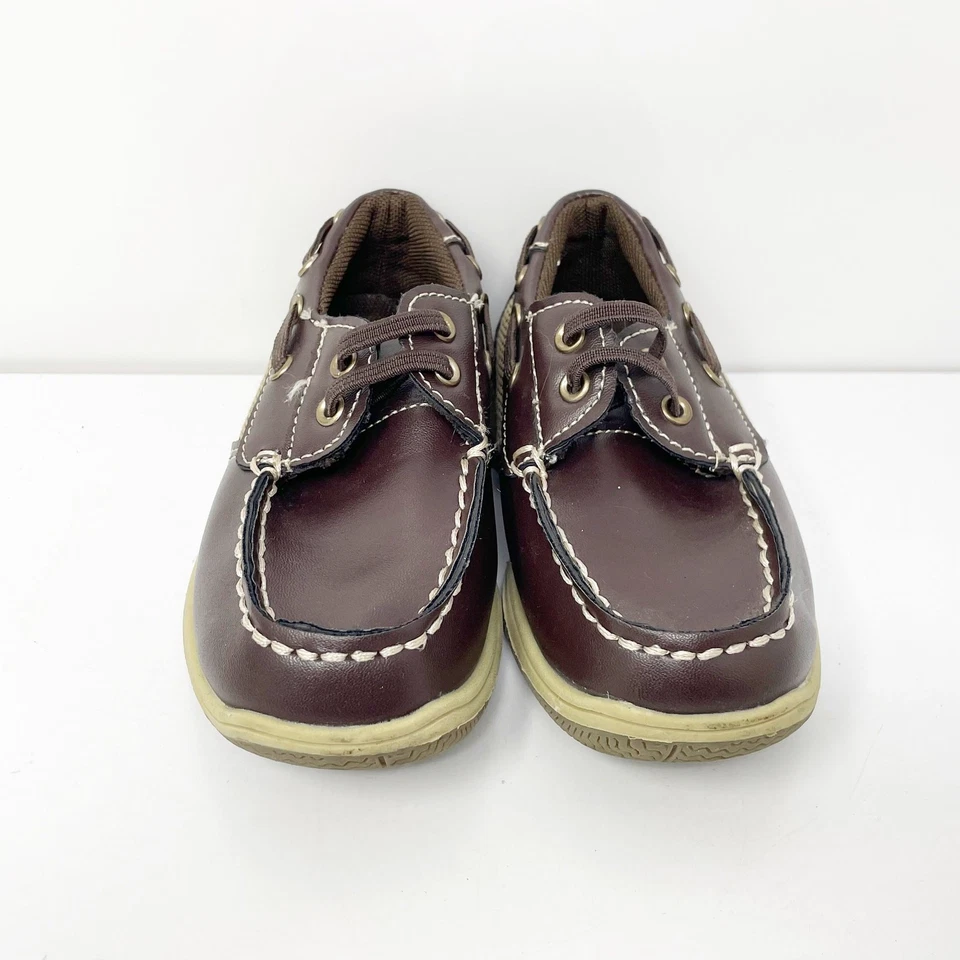 Okie Dokie Boys Brown Leather Round Toe Slip On Low Top Boat Shoes Size 8 M - Image 3 of 4