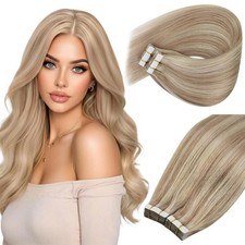 Ve Sunny Tape in Hair Extensions Human Hair Ash Blonde Highlights 14inch Seamles