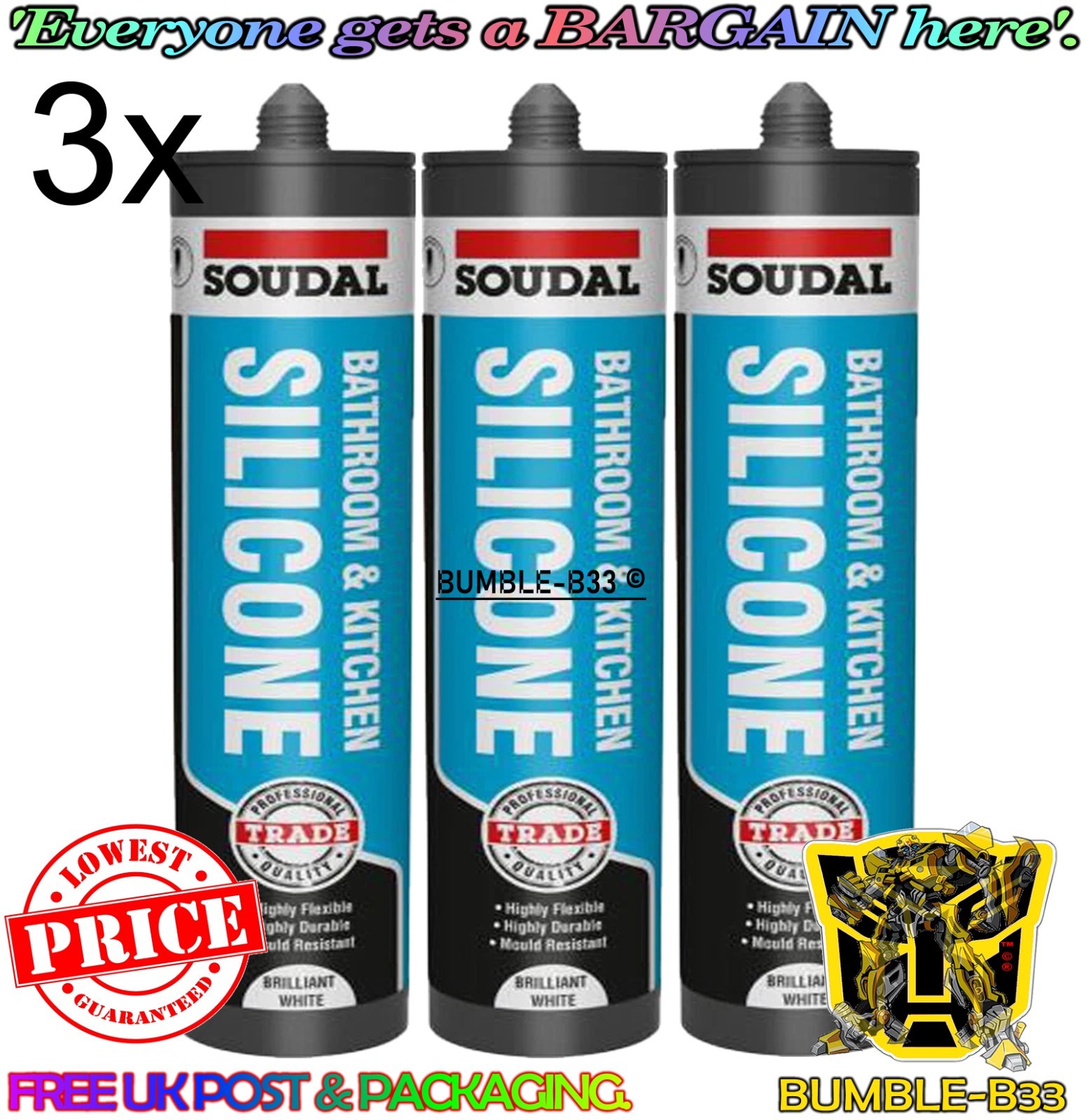 Soudal White Bathroom & Kitchen Silicone 290Ml 144382 - Image 5