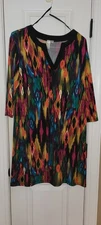 Emma & Michele Women's 3/4 sleeve Boho Multicolor Dress, XL