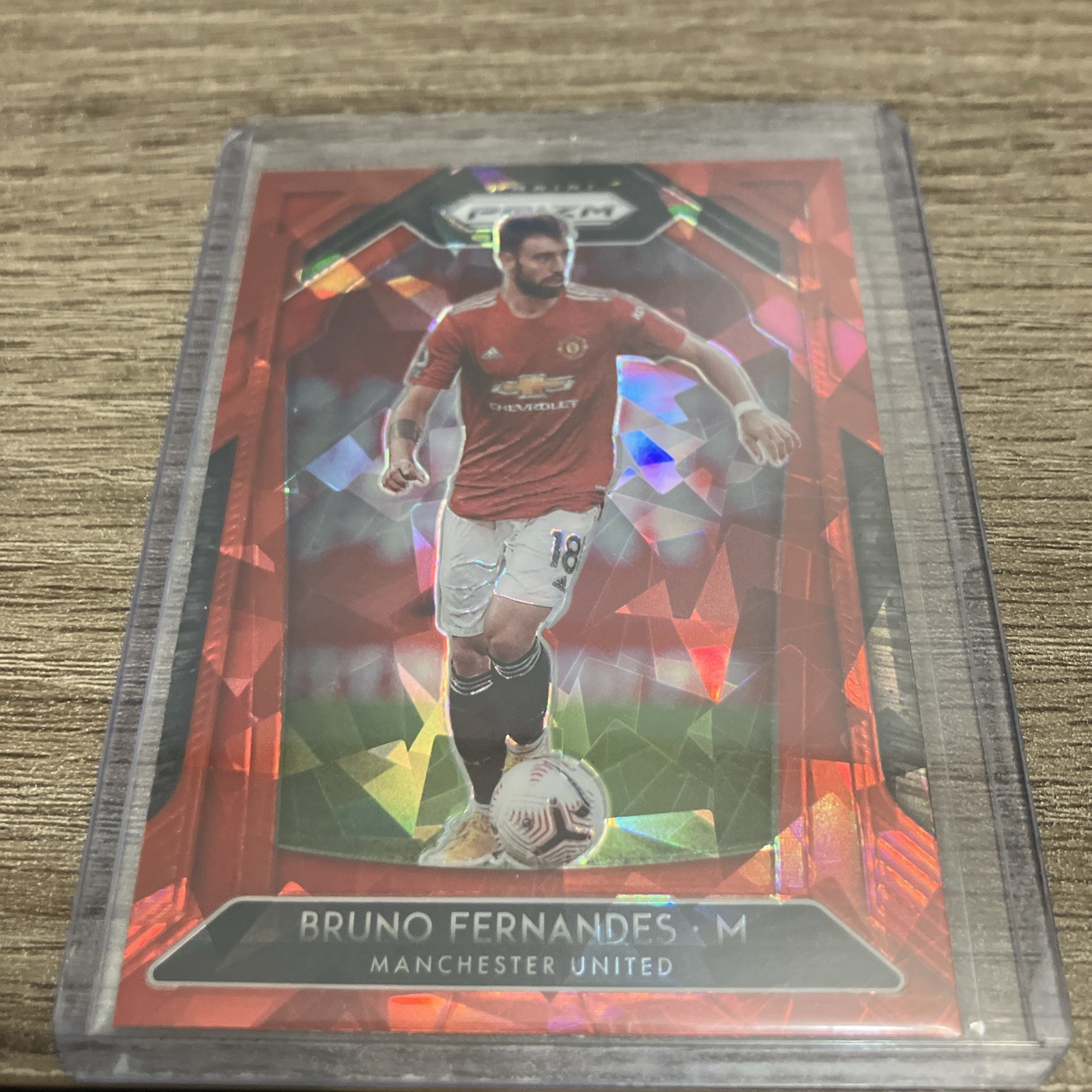 2020-21 Panini Prizm English Premier League Prizms Red Ice #12 Bruno Fernandes