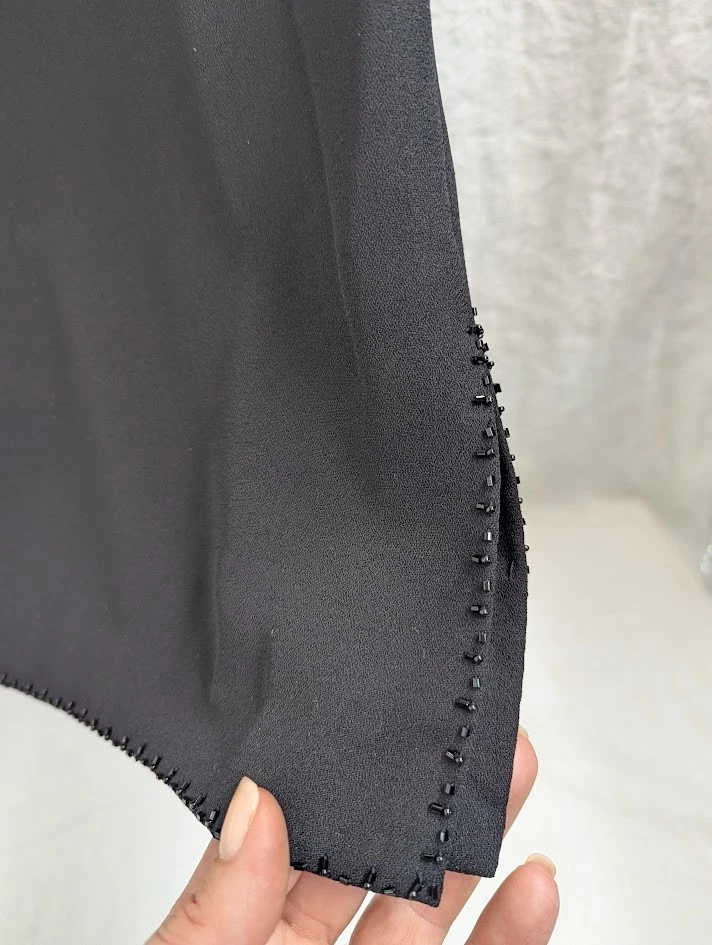 Adrianna Papell Mujer Talla 14 Falda Negra Detalle Cuentas, Años 90 Vintage C14 Foto 4 de 4