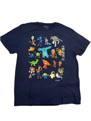 Pixar Characters Graphic Logo Navy SS Toy Story Incredible Up Nemo Monster Inc 