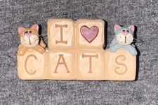 Vintage 2009 Blossom Bucket I Love Cats Figure Figurine Suzi Skoglund Resin