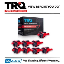 TRQ 8 Piece Premium High Performance Ignition Coil Kit Round Style for Chevy GMC