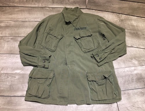 Vtg Wind Resistant Rip Stop Poplin OG-107 1968 Vietnam Nam LG Cotton Mens Coat