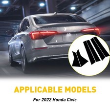 6pcs For 2022 Honda Civic Pillar Door Post Trim Gloss Black Car Auto Accessories