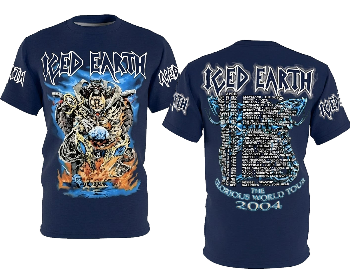 Rare 2004 Glorious World Tour By Iced Earth Band 3D T-shirt S to
