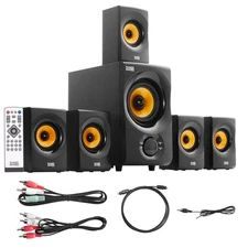Acoustic Audio Home Theater 5.1 Bluetooth Speaker System with FM Tuner NEW