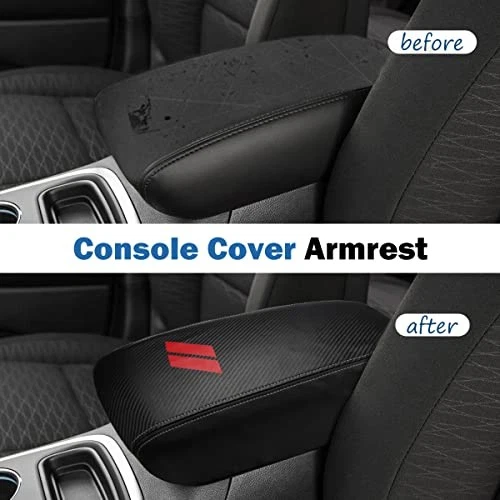 Center Console Armrest Cover for Dodge Durango 2011-2020 Black Carbon Fiber Foto 4 de 4
