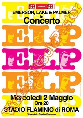 EMERSON LAKE & PALMER - ELP - Rome, Italy - May 2, 1973 Concert Poster -170