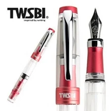 F Nib - NEW TWSBI Diamond 580 AL R Aluminum Fountain Pen - Red Pink