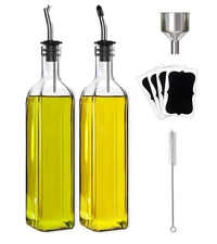 2 Pack of Olive Oil Dispenser Bottle and Vinegar Cruet Set(17oz/500 ml)