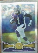 2012 Topps Chrome Refractor Rookie Football Card Of Jarius Wright #203. rookie card picture