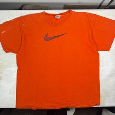 Vintage 90s Nike Orange Center Swoosh T-Shirt Mens XL Cotton Logo