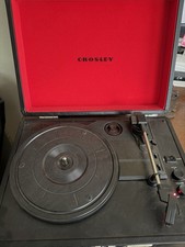 Crosley Suitcase Record Player Turntable Black Red Lid, Pitch Needs A Needle