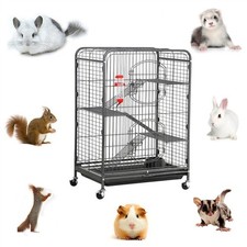 94cm Rat Cage 4-Tier Pet Cage w/ Bowl & Bottle for Ferret/ Chinchilla/ Rabbit