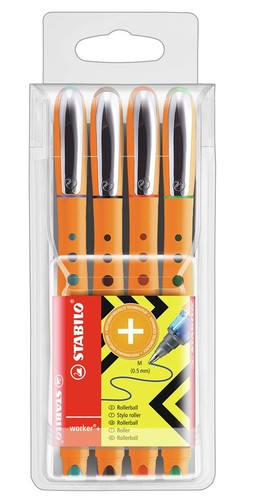 Stabilo Penna Roller Bl@ck+ M, Punta 0.5mm, Inchiostro Blu, Design Ergonomico