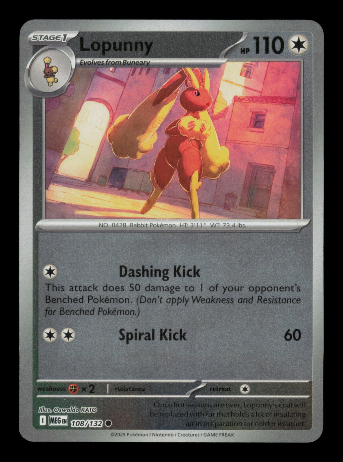 Lopunny Common ME01: Mega Evolution 108/132 Reverse Holofoil NM