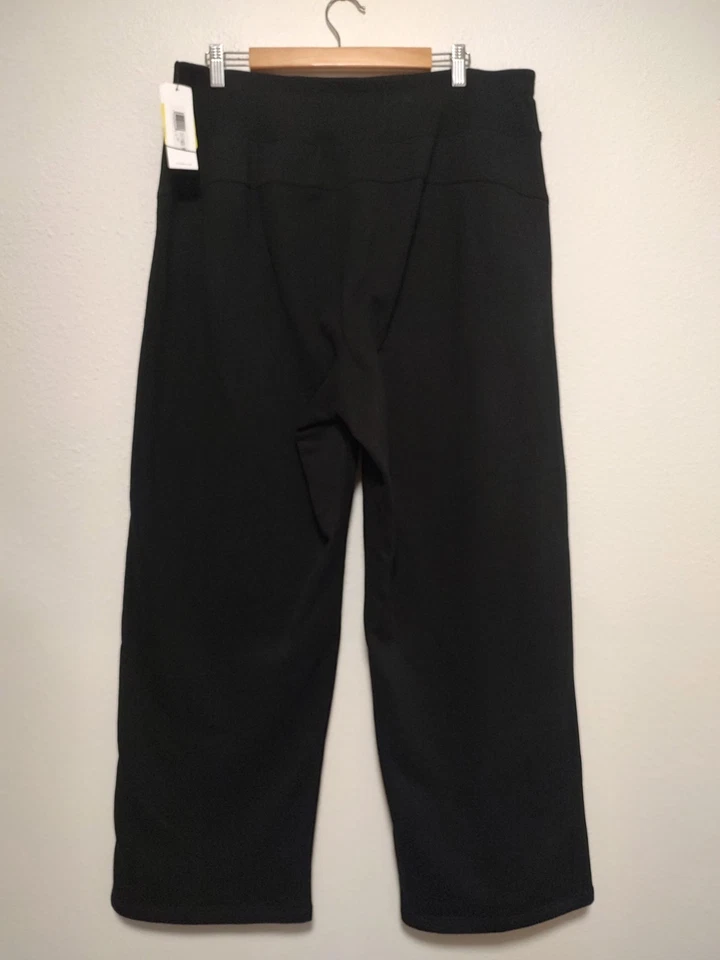 Черные тренировочные штаны Calvin Klein Performance с широкими штанинами и открытыми манжетами размер 1X - Изображение 2 из 4