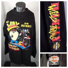 VTG 1993 Harley-Davidson Taz Shirt XL   My Way  Looney Tunes Long Sleeve Tee