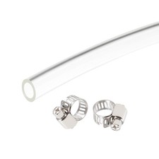 PVC Clear Vinyl Tubing 8mm ID x 10mm OD 10ft with Clamps