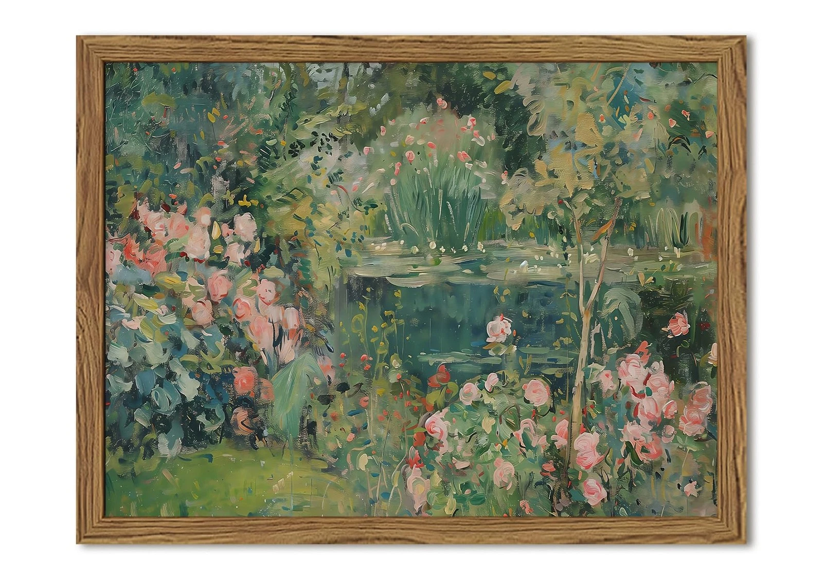 Framed Vintage Floral Landscape Canvas Wall Art Rose Garden Pond Wall Decor
Opens in a new window or