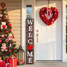 Valentine's Day Porch Decor 47" Valentines Welcome Sign for Front Door Rustic...