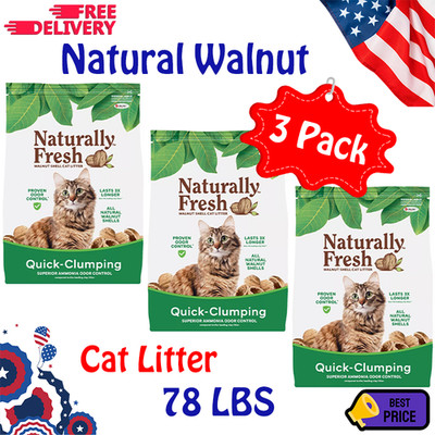 Naturally Fresh Walnut Cat Litter Quick Clumping 26 lb 3 Pack Odor Control Natur
