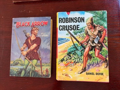Robinson Crusoe 1966 & Black Arrow RL Stevenson HC DJ Vintage Classics