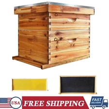 10-Frame Beehive Kit Wax Coated Bee Hives Includes 1 Deep Box + 1 Medium Bee Box