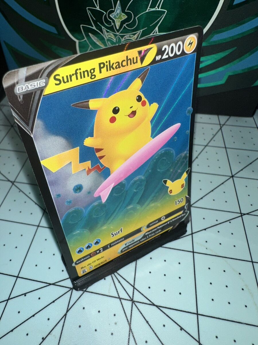 Surfing Pikachu V 008/025 Ultra Rare Celebrations Pokemon Surfing Pikachu V 008/025 Ultra Rare Celebrations Pokemon