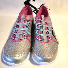 Athletic Works Girls Easy On/Off Lightweight Tennis Shoes sz 5 NWT Gray Pink