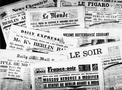 A selection of European newspapers commenting on the Berlin probl - 1958 Photo