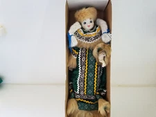 Collectors Russian Porcelain Face Hands Feet Doll Hand Painted Faux Fur Trim 15"