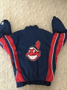 Vintage Indians Starter Jacket Chief Wahoo Mens Size Small Cleveland Baseball | eBay
