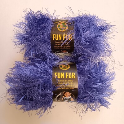 Lot of 2 Lion Brand Yarn Violet Fun Fur Skeins 64 Yards Color# 191 Lot# 278