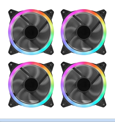 4 x GameMax Rainbow Ring 16 LED's 12cm 120mm PC Cooling Case Fan 4-Pin / 3-Pin