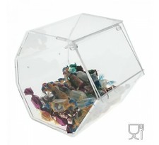E-037 PC Porta caramelle in plexiglass trasparente di forma esagonale