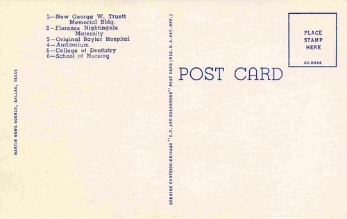 Baylor Hospital Dallas Texas 1940s linen postcard - Picture 2 of 2