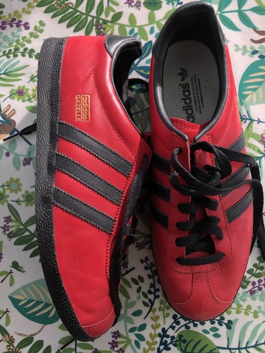 Adidas Gazelle Red Leather Sole Size 7 M I only Pair