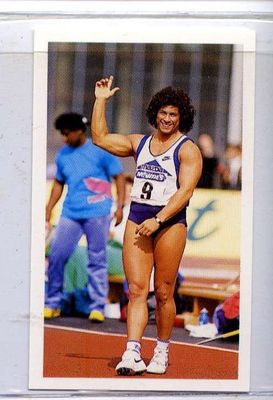 (Jj287-100) RARE Junior Trade Card of #96 Fatima Whitbread, Athlete 1986 MINT