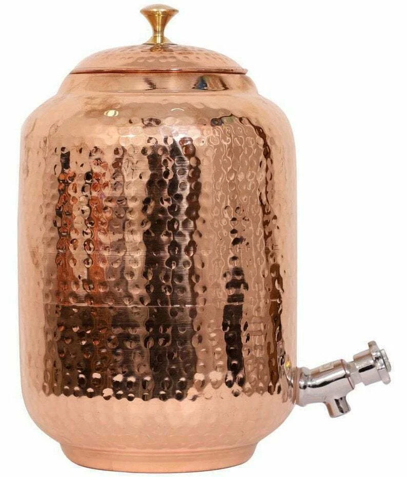 Pure Copper Water Dispenser (Matka Hammered With Glass Health Yoga Benefit 16Ltr - Image 4 of 4