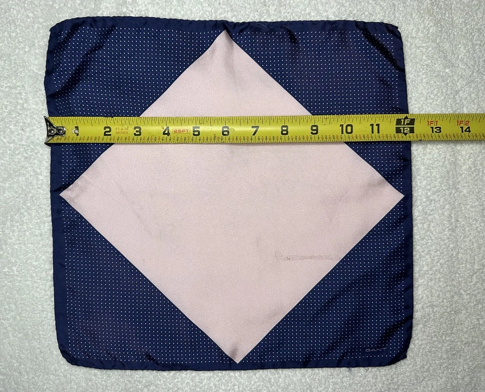 GANT Diamond G Men’s Silk Pocket Square (12x12”in) Blue Pink Polka Dots  - Image 4 of 4