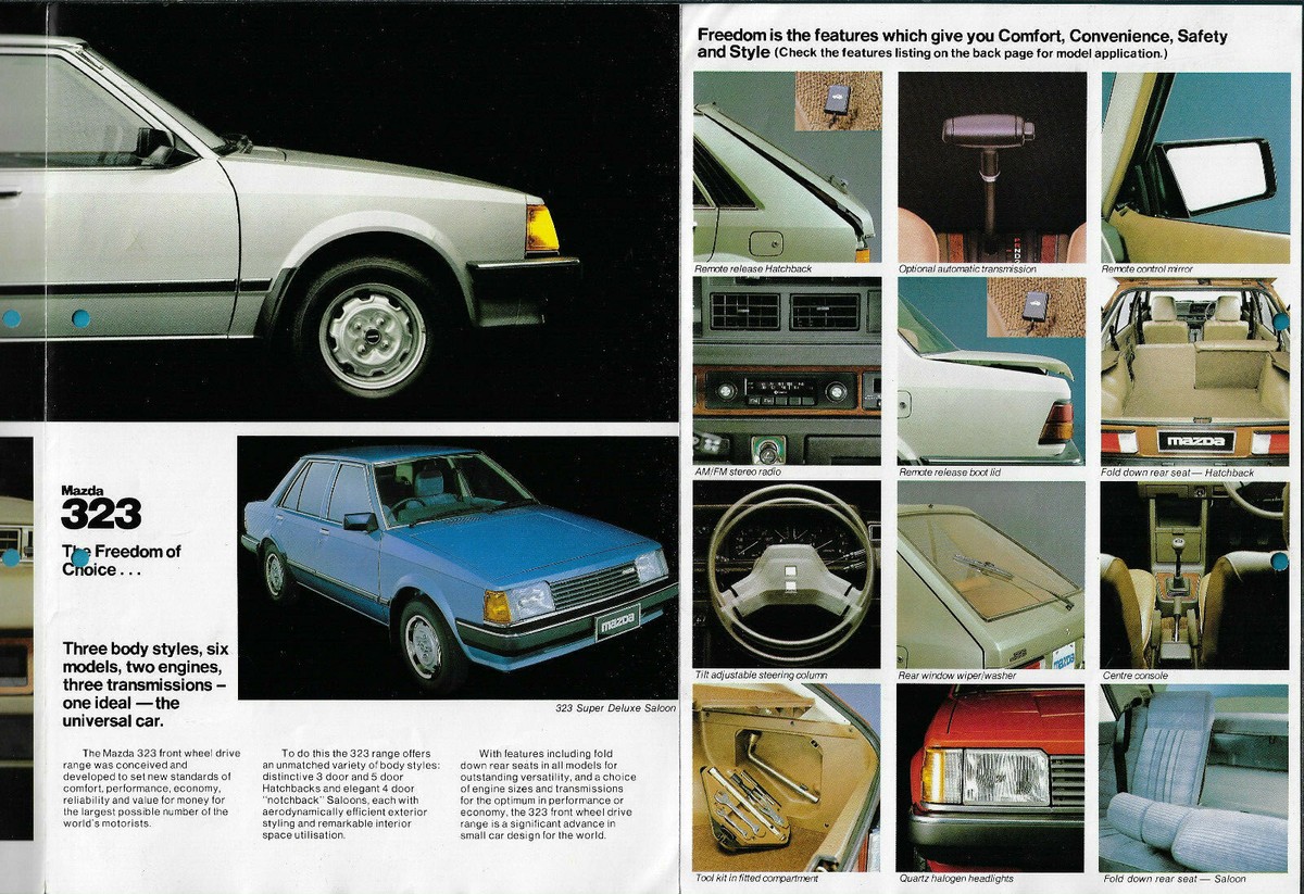 MAZDA 323 SEDAN 6 PAGE FOLD OUT SALES BROCHURE 1979 | eBay