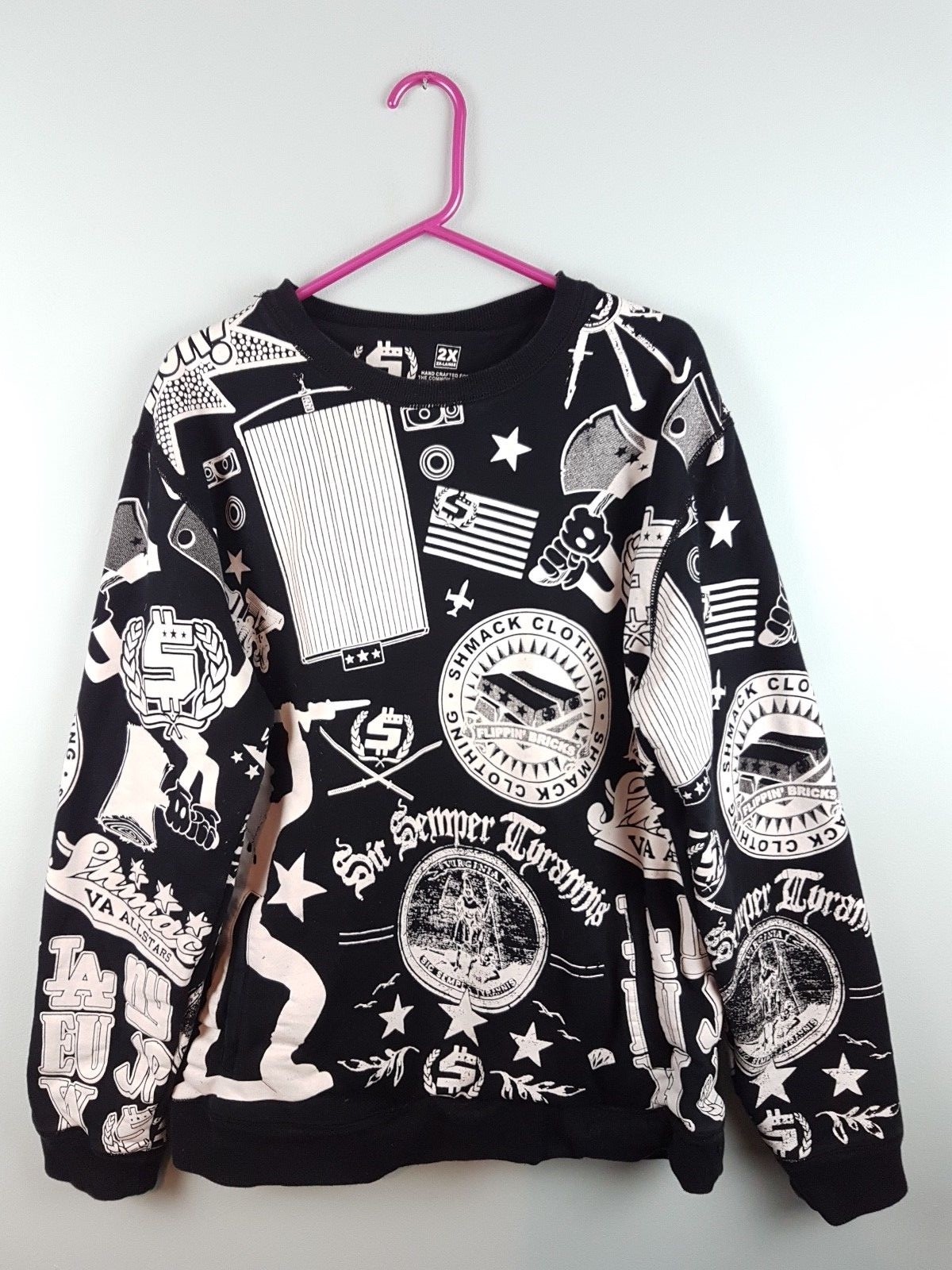 VINTAGE Retrò Uomo Nero SHMACK SHMACK SHMACK ATHLETIC SPORTS Overhead Felpa Maglione in buonissima condizione L XL 54156b VINTAGE Retrò Uomo Nero SHMACK SHMACK SHMACK ATHLETIC SPORTS Overhead Felpa Maglione in buonissima condizione L XL 54156b