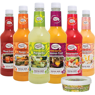 Variety Pack of 6 Margarita & Daiquiri Mixes with Salt - Ready to Use!