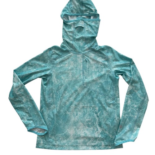Coolibar Kids Andros Beach Fishing Pool Hoodie Teal UPF 50+ Sun Shirt Full Cover